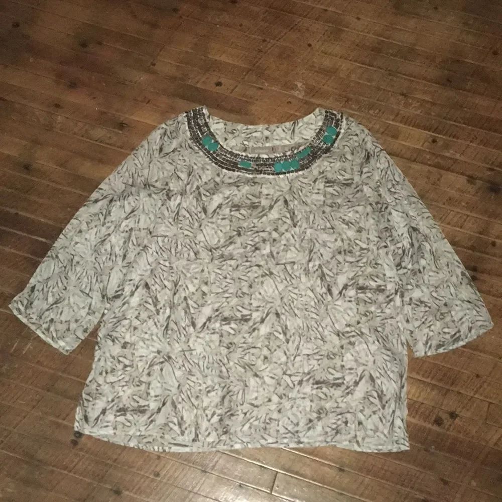 Chico’s 2 beaded neck sheer flowy blouse
